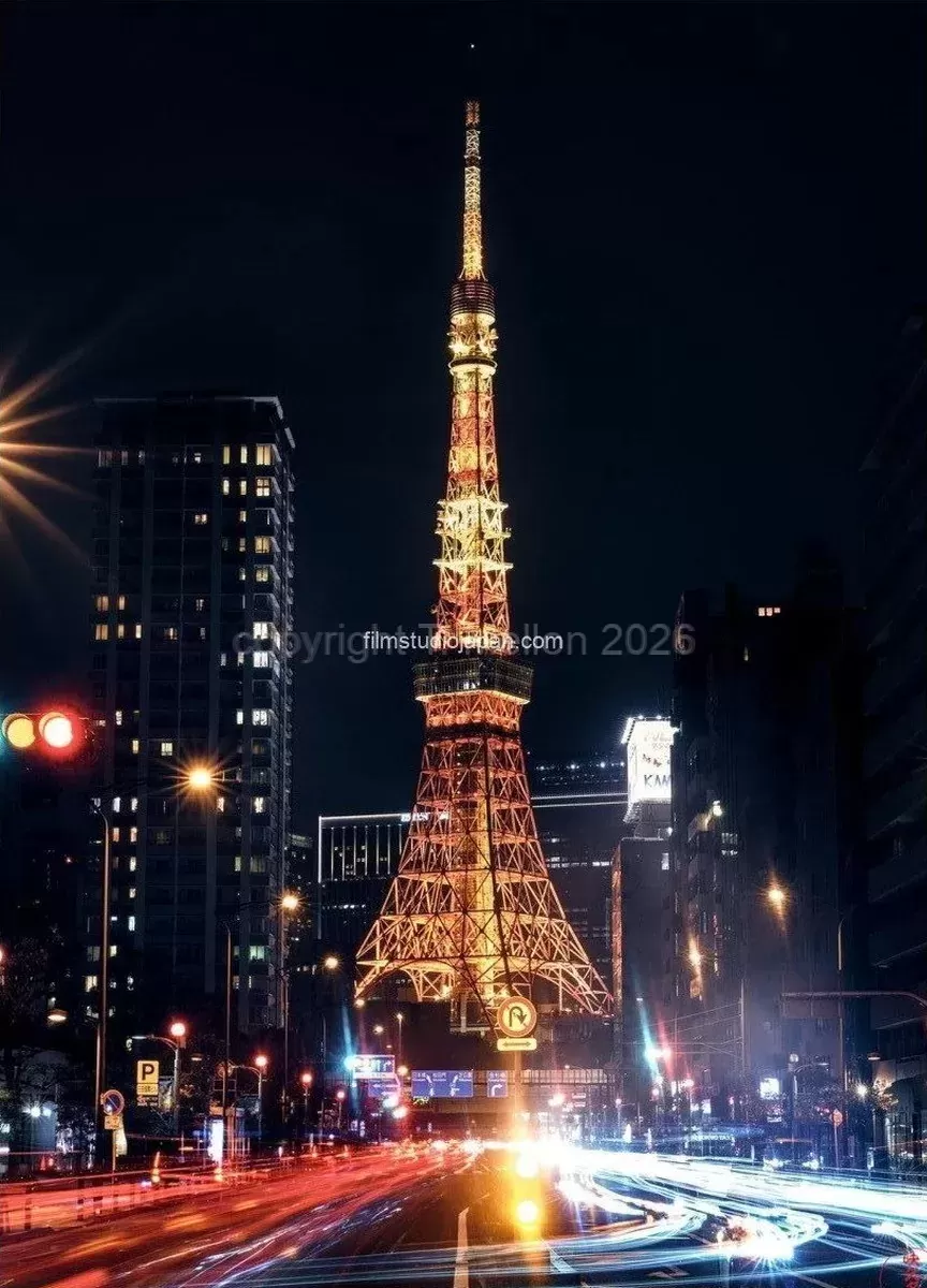 Tokyo Tower Light Trails