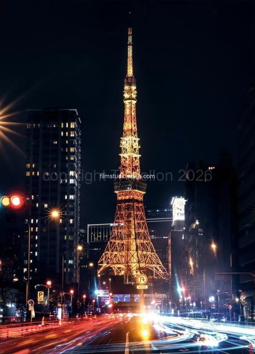 Tokyo Tower Light Trails