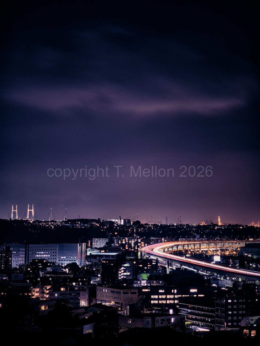 Purple Haze Over-Yokohma - Long Exposure Light Trails - Limited Edition