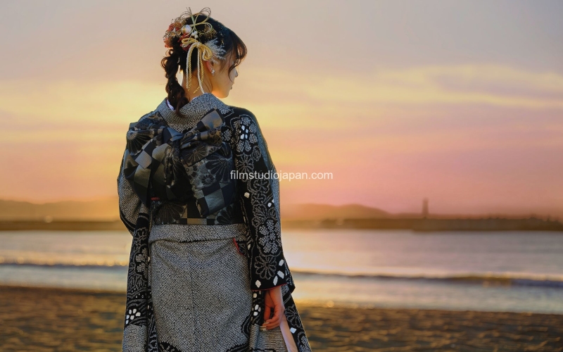 Kimono portrait session photographer japan medium format